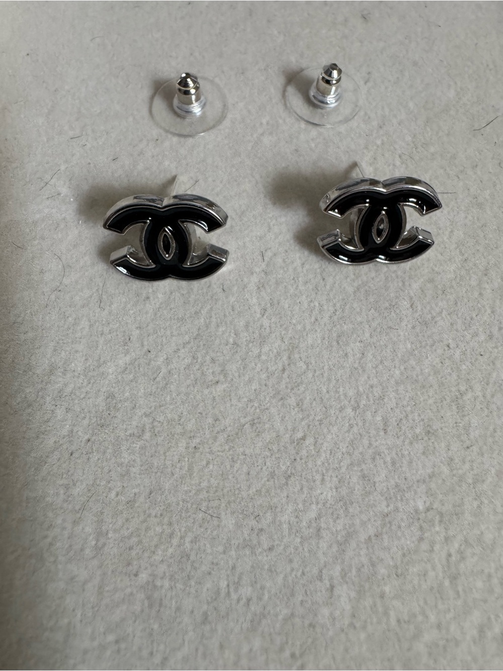 Black & silver tiny stud earrings